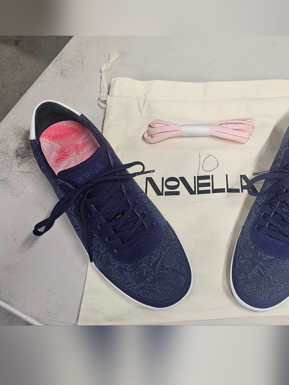 Novella Royale Navy Blue Sneakers with Pink Insole and Laces Size 10 Mens